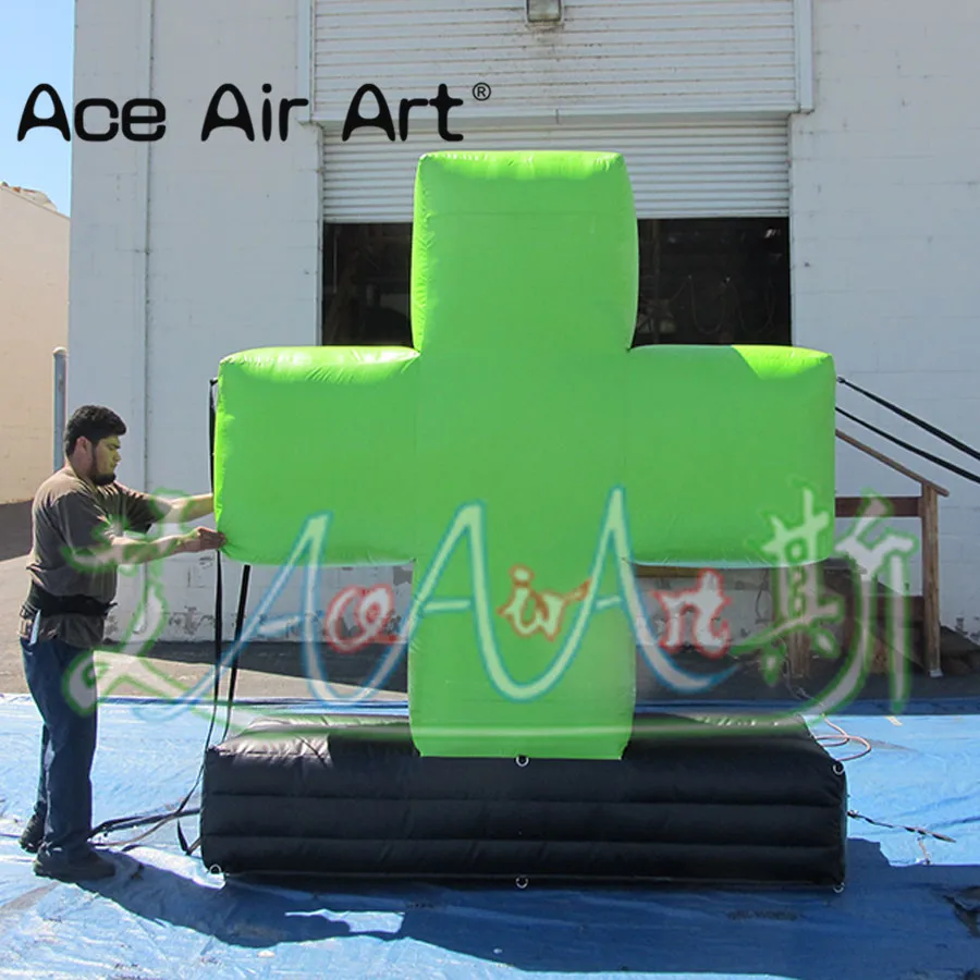 Customized Inflatable Logo/Advertising Wall with Plus ShapedReplica with Stands on Ground with Removable Banner