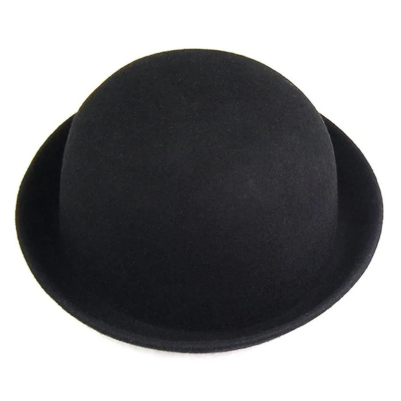 

1Piece Melon Bowler Hat Felt Hat Chaplin Hat Riding Hat (Black)