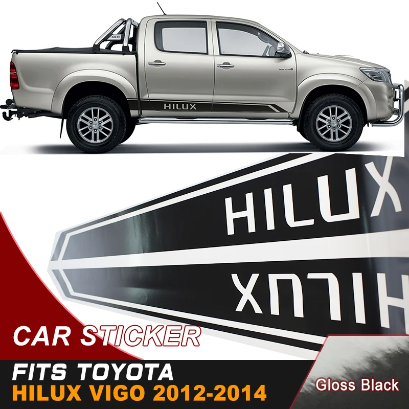 

2 шт. hilux Автомобильная наклейка Боковая дверь полоса гонки графические виниловые наклейки для TOYOTA HILUX revo vigo 2012-2019