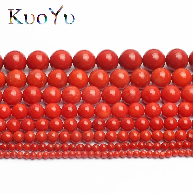 AAA Natural Red Coral Beads Round Spacer Loose Beads For Jewelry Making 15\