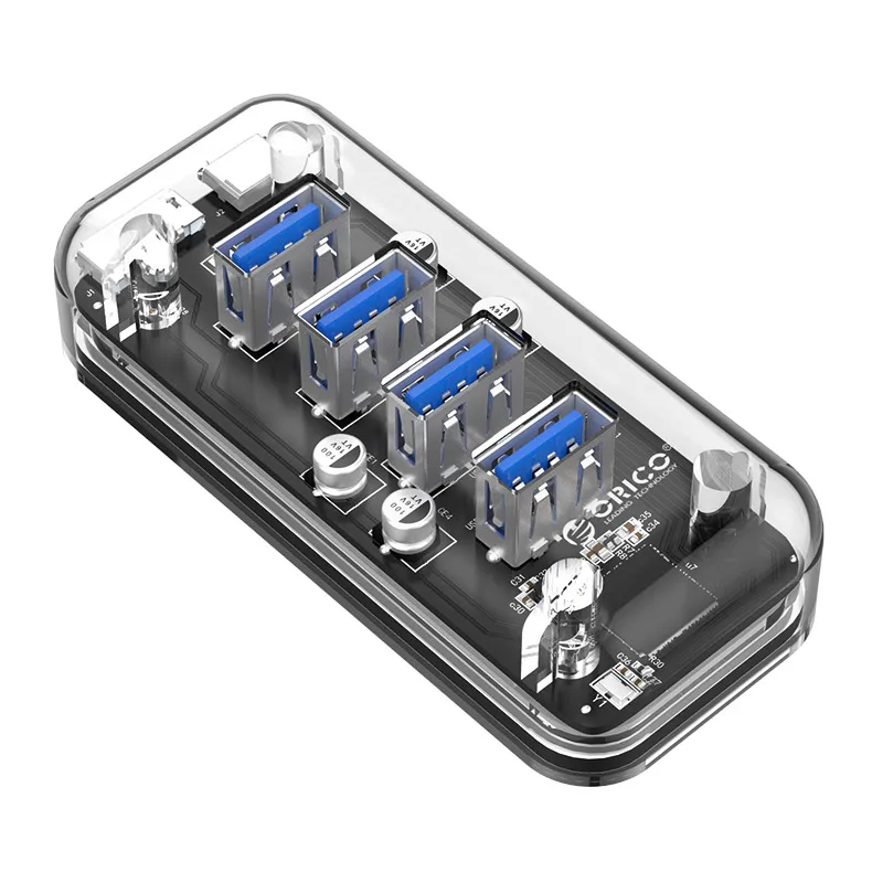 ORICO Transparent Series USB HUB Multi 4-Port High Speed USB3.0 Splitter With Micro USB Power Port For Laptop PC 5Gbps Rate