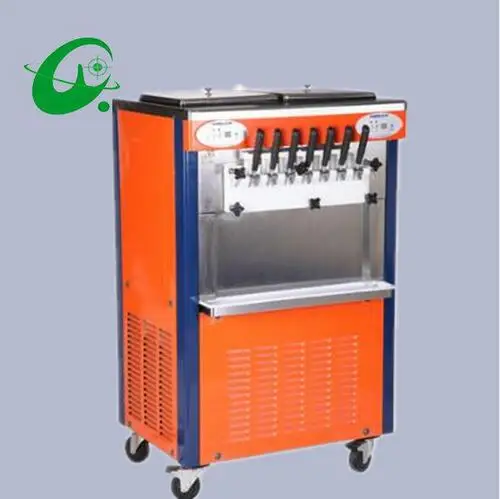 Máquina para hacer helados suaves comercial 34 ~ 46L/H, máquina para hacer helados suaves de escritorio Vertical de arcoíris en 7 colores