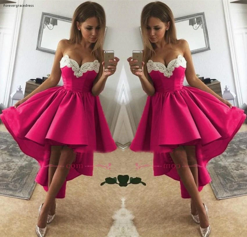 2019 Fuchsia Short Homecoming Dress A Line Sweetheart Neck Juniors Sweet 15 Graduation Cocktail Party Dress Plus Size