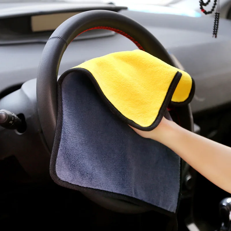 1pcs 30*30cm Car Wash Microfiber Towel  Car Care Cloth Detailing Car Cleaning Drying Cloth Hemming Super Thick Plush