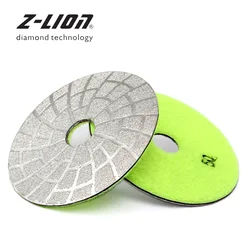 Z-LEAP 4 Inch Diamond Grinding Pad Vacuum Brazing Diamond Polishing Wheel Dry Wet Use For Granite Marble Stone Concrete Abrasive