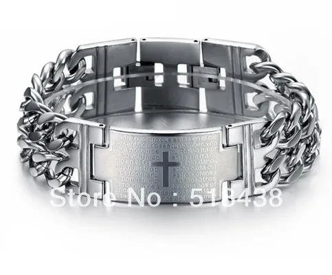 

Father's day Gift Stainless Steel Men's huge cowboy cross Bracelet Bangle