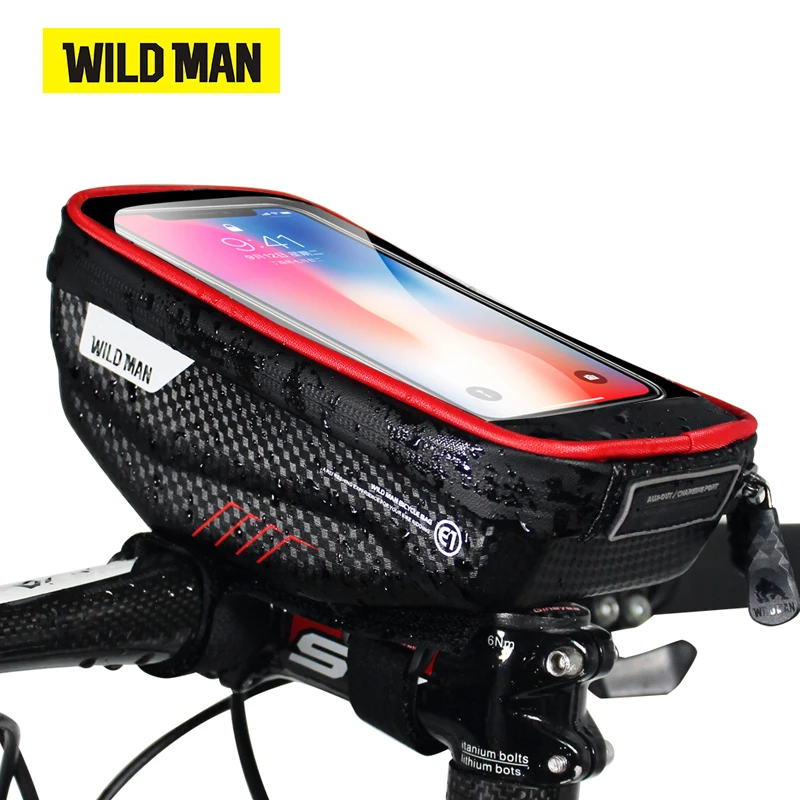 WILD MAN Bicycle Bag 6.0 Inch Phone Case Touch Screen MTB Road Bike Top Front Tube Rainproof Hard Shell Bag Cycling Accessories