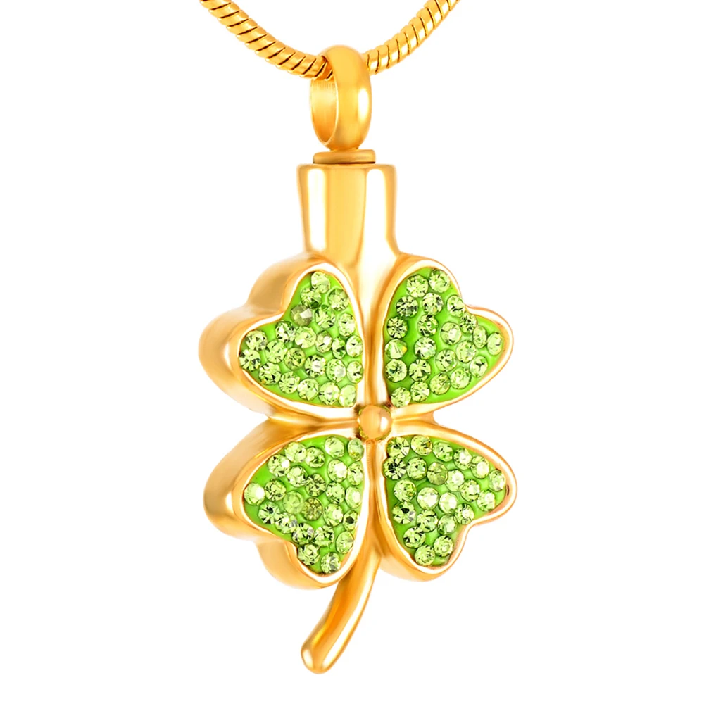 

MJD8220Beautiful Clover Shape Lucky Memorial Jewelry Necklace Crushed Flower Ash Holder Pendant Necklace For Women (Pendant)