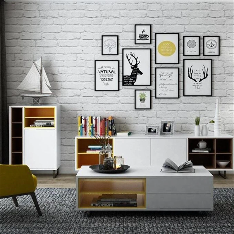 Beibehang Witte bakstenen behang cultuur baksteen woonkamer kledingwinkel wallpaper Scandinavische stijl retro 3D witte bakstenen patroon