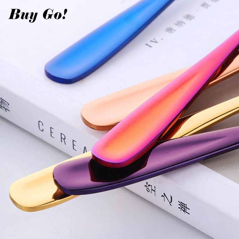 1PCS Colorful Tea Spoon Stainless Steel Cutlery Set Unique Rainbow Dessert Spoon Gold Tea Spoons Small Coffee Spoon Scoop