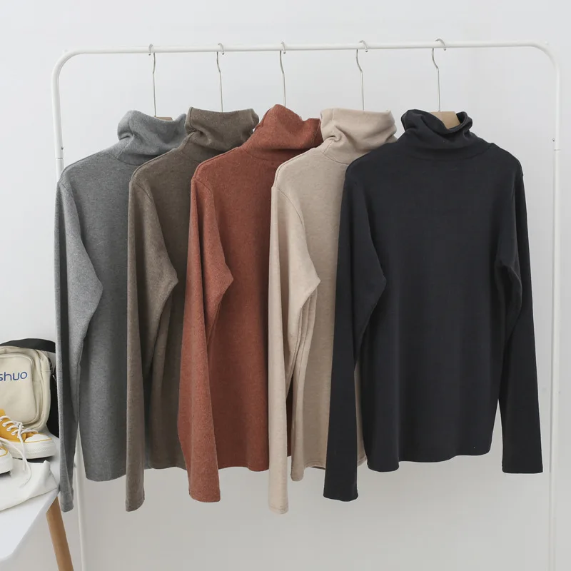 Women Long Sleeve Turtleneck Tops Fall Winter Cotton High Neck T Shirt