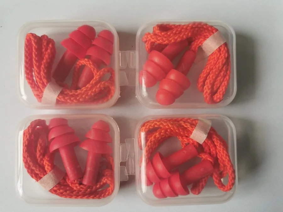 4pieces box-packed comfort earplugs noise reduction silicone Soft Ear Plugs Cotton rope Earplugs Protective for Swimming for sle