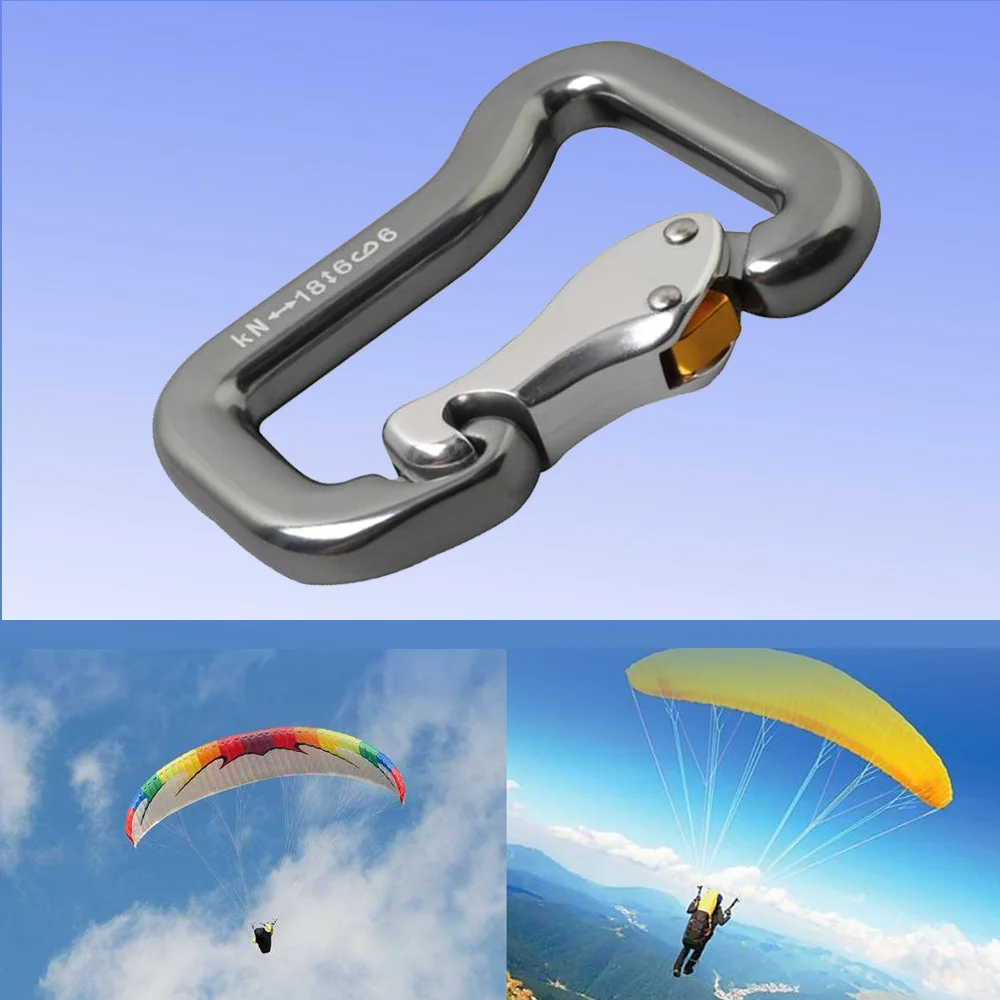 Aluminum Alloy Paragliding Paraglider Carabiner Press Auto Locking Paragliding Rectangular Reserve Parachute Buckle Hook