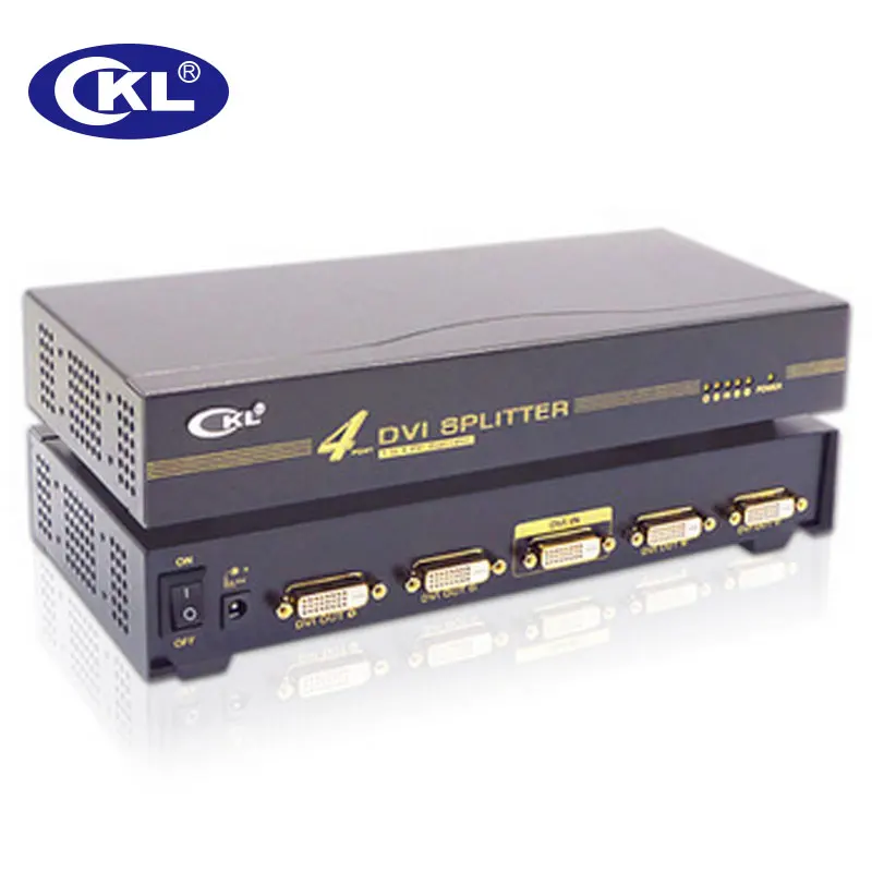 CKL High-quality Black 1 x 4 4 Port DVI Splitter Multi-function Support HDCP DDC DDC2 DDC2B 1920*1080 Rackmount Metal DVI-94E