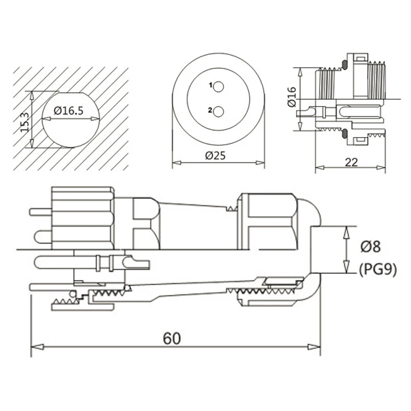 SP16 Impermeabile Dritto Aviation connettore 2/3/4/5/6/7/9Pin IP68 industriale connettore del cavo spina Maschio e Femal presa