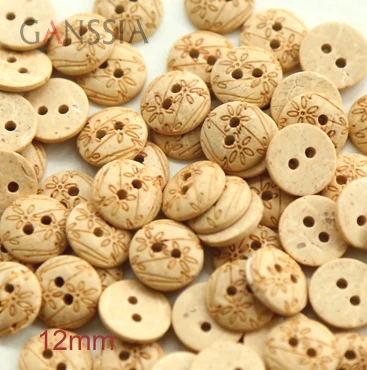 50pcs/lot Size:12mm Cute flower design coconut buttons for craft Bulk button wood Garment accessories (SS-k1131)