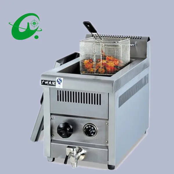 Freidora de Gas con encimera de acero inoxidable, horno cilíndrico de Gas de 14L, para patatas fritas, pato