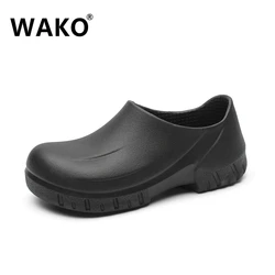 WAKO 9033 Man Chef Shoes Kitchen Cook Shoes Black Clogs Working Hospital Shoes Super Anti-skidding Oilproof Waterproof Sandals