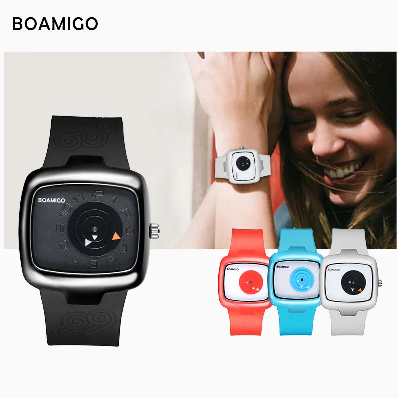 fashion women watches BOAMIGO brand creative ladies quartz watches girl white rubber wristwatches  gift clock relogio feminino