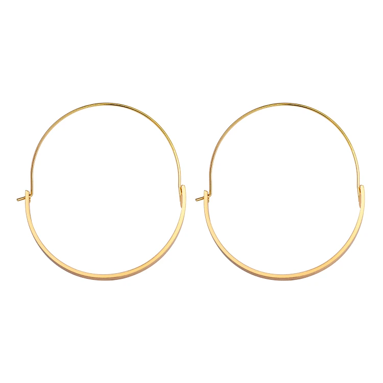 Semicircle Metallic Band Golden Silver Plated Wide & Thin Band Big OL Style Piercing Hoop Earrings for Women image 4
