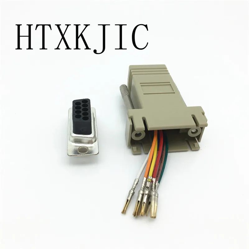 wholeasale 50pcs/lot RJ45 female to DB9 Male RS232 com port Modular EXTENDER for DIY