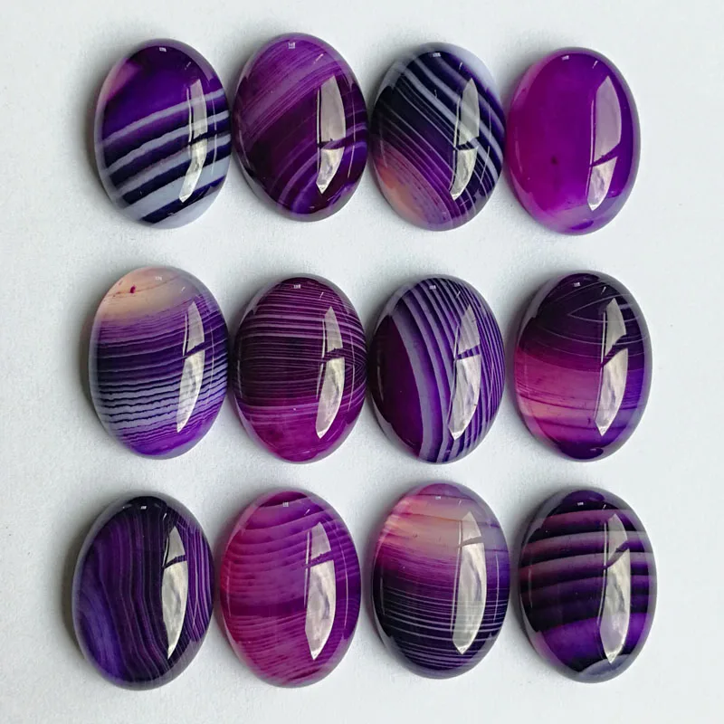 

Natural stone bead fashion charm purple Striped Onyx for jewelry making 13X18MM cab cabochon oval Ring accessories 20Pcs/lot