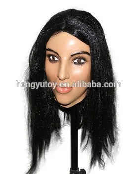 Fashion Latex Women Girl Party Cosplay Beauty Face For Party Mask Sexy Long Hair Carnival Mask Halloween