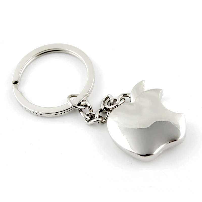 Fashion Silver Color Metal Apple Key Chain Custom Keychain Woman Bag Charms Chaveiros Personalizado Men Porte Clef Car Keyring