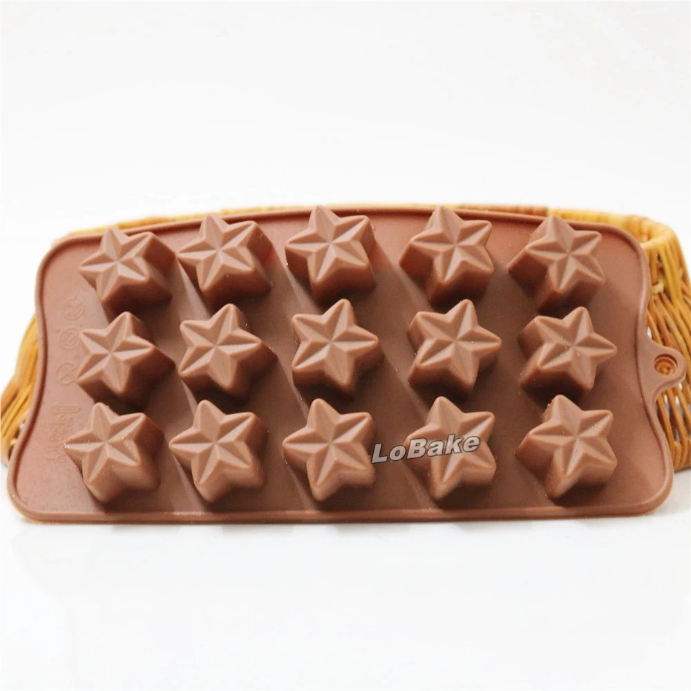 Latest 15 cavities five pointed star shape chocolate cake moule silicone fondant molde de silicone para pasta americana