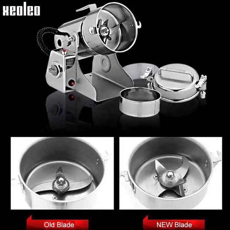 Xeoleo moedor de grãos elétrico, máquina de pó, ganho de ervas, aço inoxidável, 750g, triturador de pó de farinha de medicina, 1800w