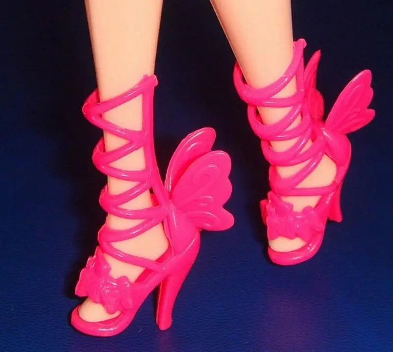 5pairs/lot Fashion Colorful Butterfly Wings Angle High-Heel Shoes Boots For Barbie Doll House For 1/6 BJD Doll Toy Shoes