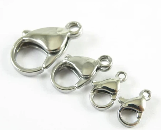 500pcs on sale Large  wholesale  jewelry findings 9mm-15mm Stainless steel lobster clasps Hook   DIY jewelry accessories