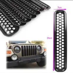 Griglia anteriore Coperture Inserto Mesh Grill Per Jeep Wrangler TJ 1997 1998 1999 2000 2001 2002 2003 2004 2005 2006 7pcs 34 centimetri * 7 centimetri