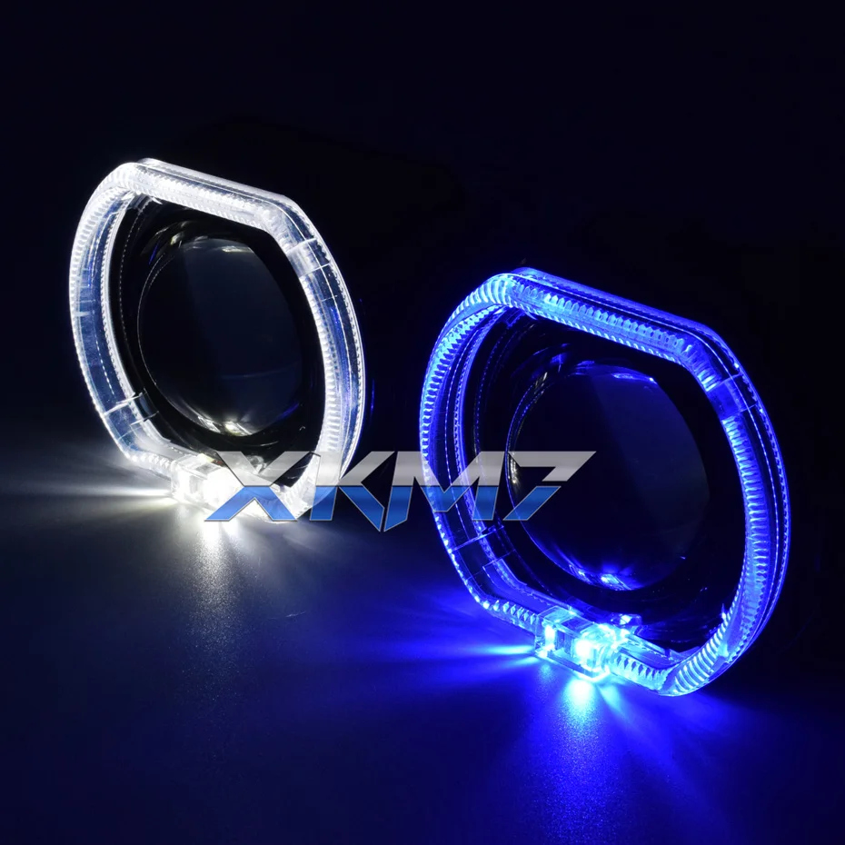Bi-xenon Projector Headlight Lens Square LED Angel Eyes Kit H4 H7 Tuning Driving Light Car Accessories H1 HID LED Retrofit Style