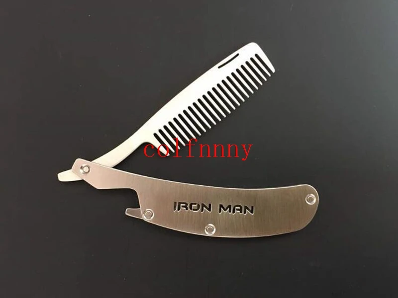 300pcs/lot Engraved Your Logo Anti Static Stainless Steel Folding Comb, Can Be Use As A Bottle Opener