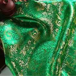 High quality brocade jacquard polyester green background golden Phoenix Tail fabric for patchwork tissue women dress by 100x90