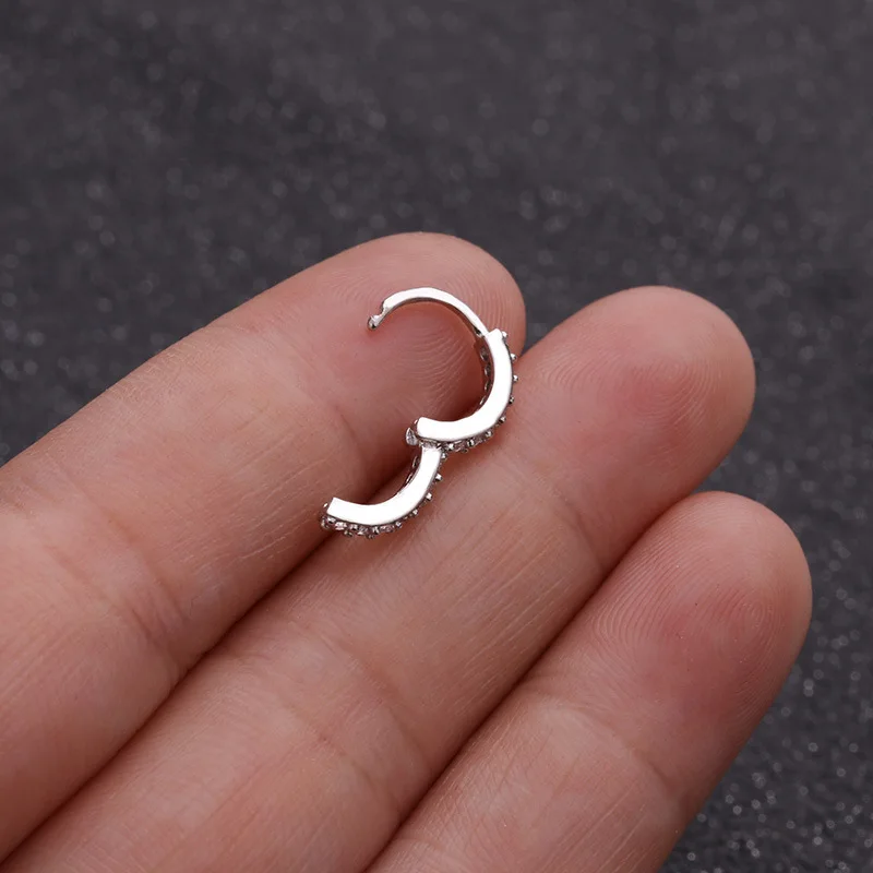1PC 6-10mm Silver & Gold Color Tone CZ Helix Cartilage Hoop Earring Tragus Rook Snug Ear Piercing Jewelry