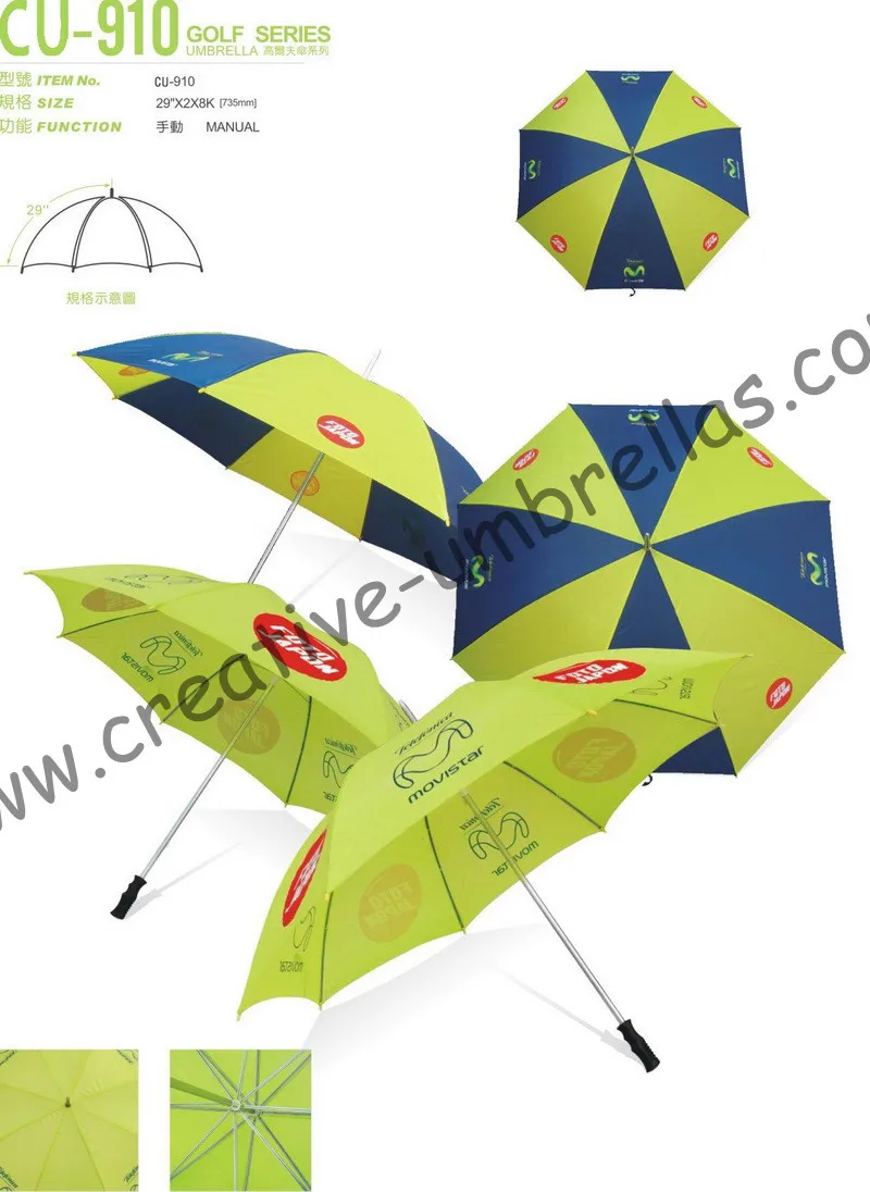 

Free shipping by sea,190T polyester fabric 14mm metal shaft and ribs,hand open advertising movistar golf umbrella,windproof