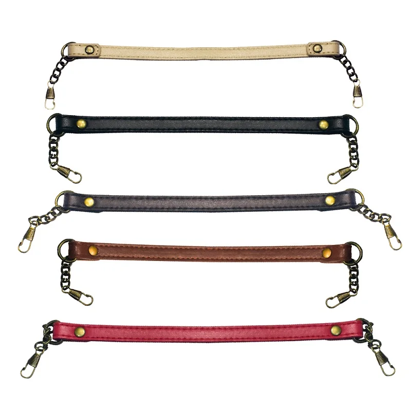 DIY Replacement Shoulder Crossbody Bag Strap PU Leather Handle Handbag Chains Bronze Buckle Purse Straps Metal Chains