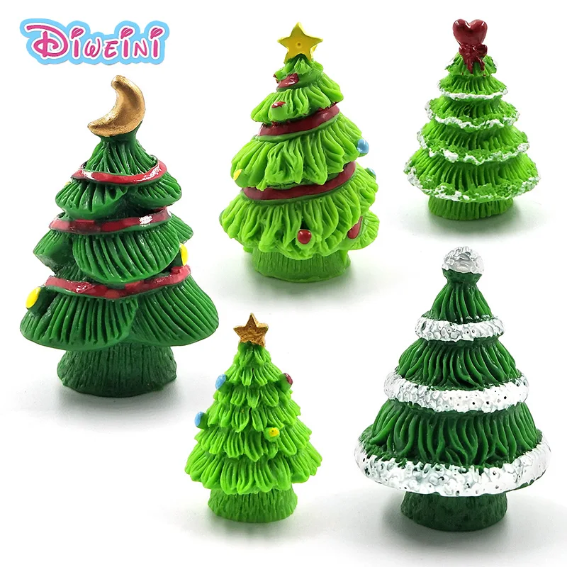 5pcs Christmas Tree model Cartoon figures Moon Star Love Girl Boy toys anime Figurine home decoration Resin Craft Play House Toy