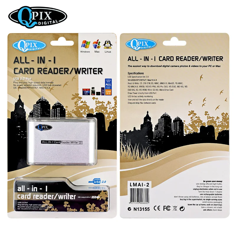 All In 1 Card Reader Writer Universal Multi Smart Card Reader SDXC / SDHC / CF High-Speed Memory Cards Reader