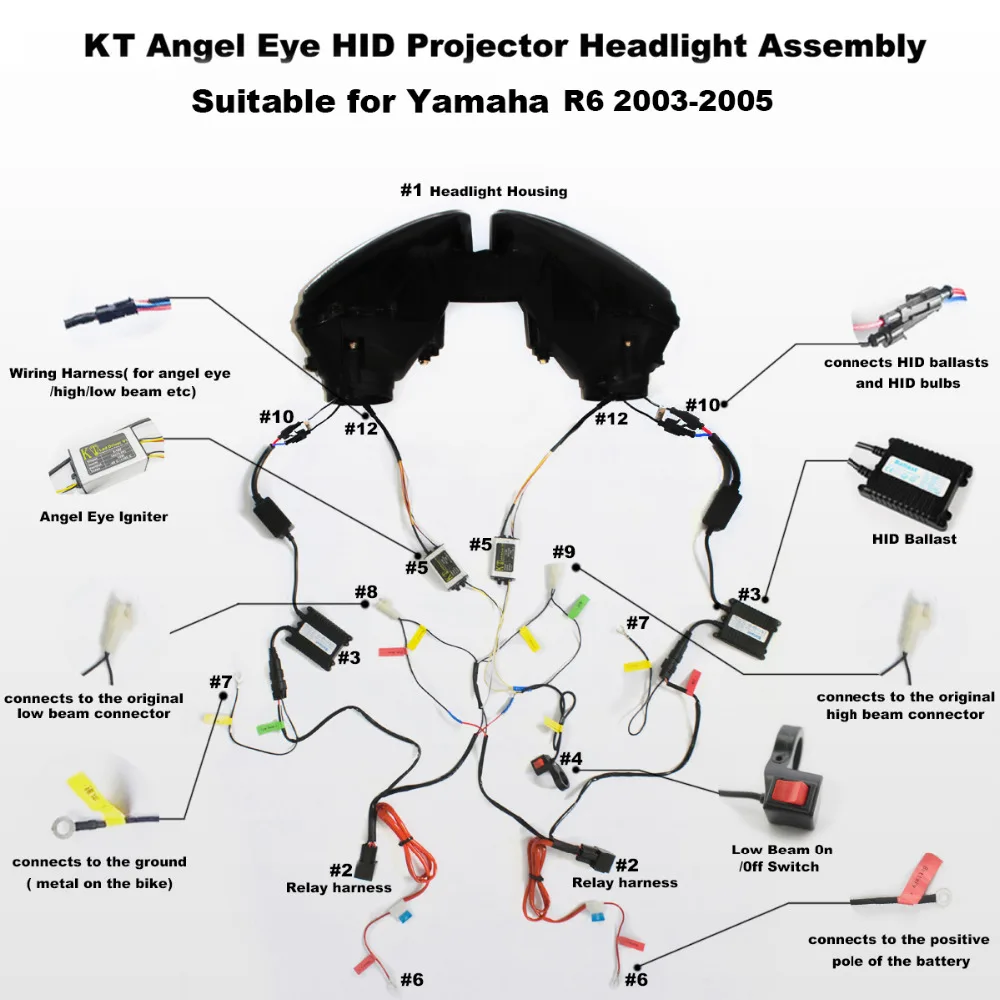 KT LED Headlight for Yamaha YZF R6 2003-2005