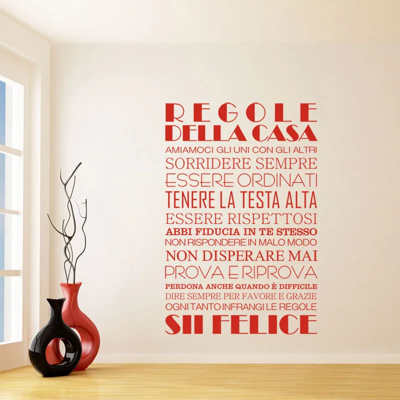 Stickers Regole Della Casa Vinyl Wall Art Decal Be Happy Mural Art For Bedroom Home Decor Poster House Decoration