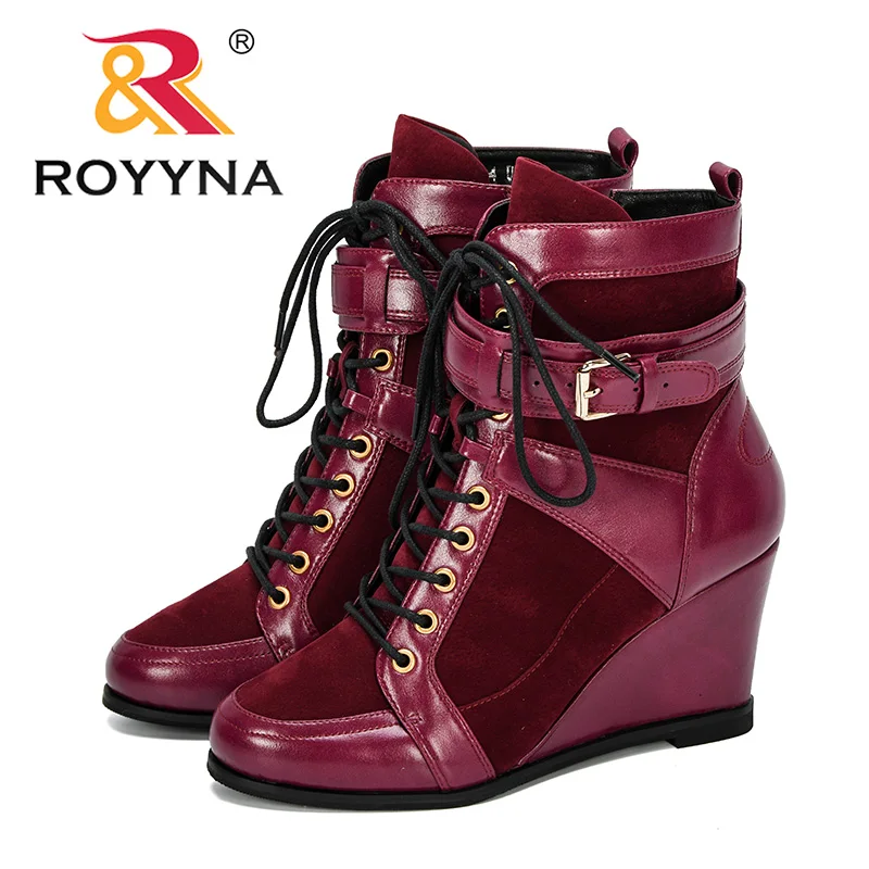 ROYYNA New Designer Popular Winter Women Boots Round Toe Booties High Heel Buckle Strap Autumn Shoes Woman Trendy