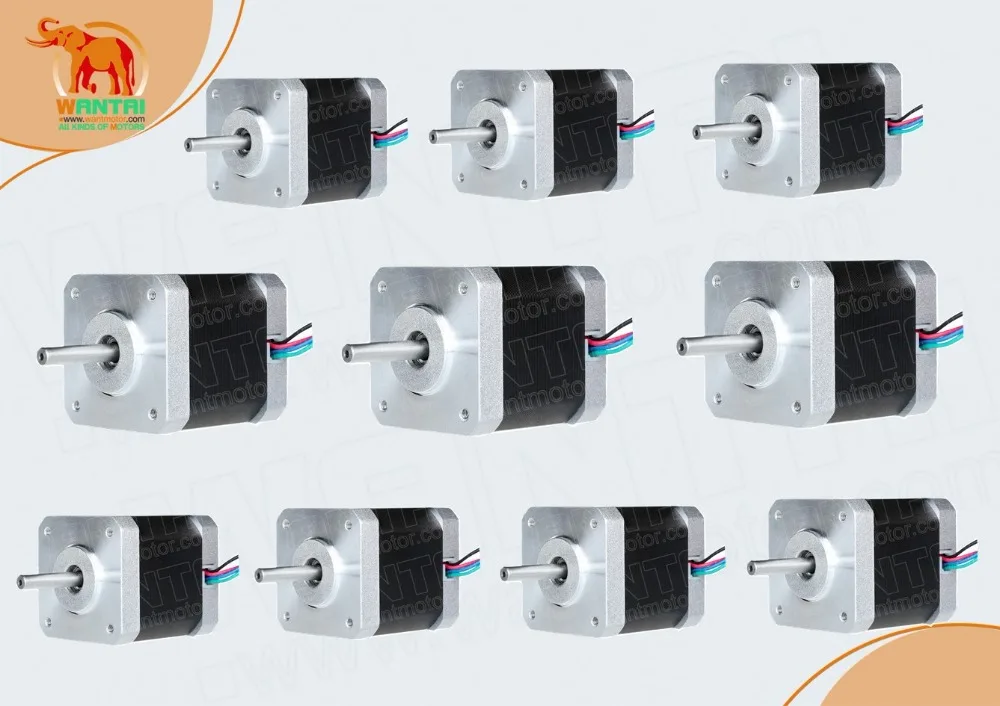 

No tariff& free ship]wantai cnc router 10pcs 2800g-cm 28N.cm 40mm 0.4 A 4Lead Wires Nema17 Stepper Motor 42BYGHW208,3D printer,