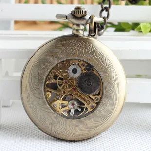 Bronze Antique Mechanical Pocket Watch Retro Swiss Red Cross Classic Men's and Women Bronze Tone for Birthday Gift 3XJ054