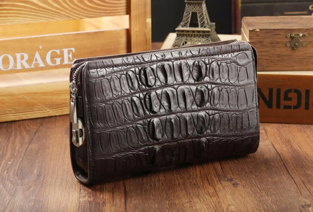 Luxury Quality Genuine Crocodile back tail Skin Leather Men Wallet clutch password lock bank card holder businese men clutch