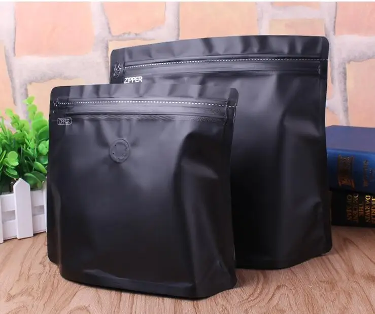 20pcs 190x225x175mm Half a pound of coffee packing stand up bag foil self-styled bags roasted coffee beans bag valve bag black