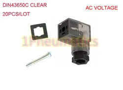 Free Shipping 20PCS/LOT Din 43650-C Line-Socket Plug for Valve Solenoid Coils Connector DIN43650C w LED Light AC Voltage