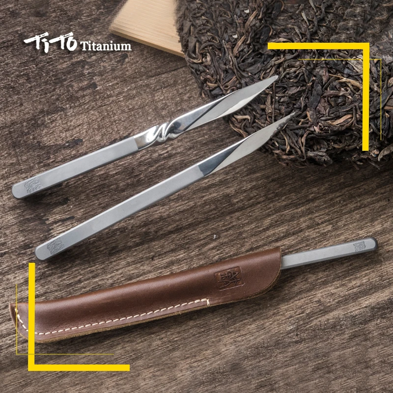 TiTo Titanium Tea Cone Needle For outdoors Breaking Prying Tea Brick Professional Tool